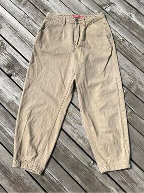 Signature8 tan denim high waisted tapered jeans